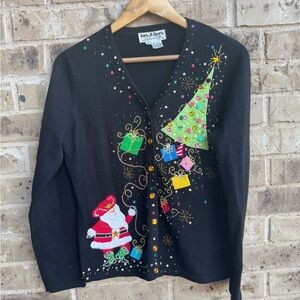 Jack B Quick Festive Black Christmas Women’s Cardigan Size small